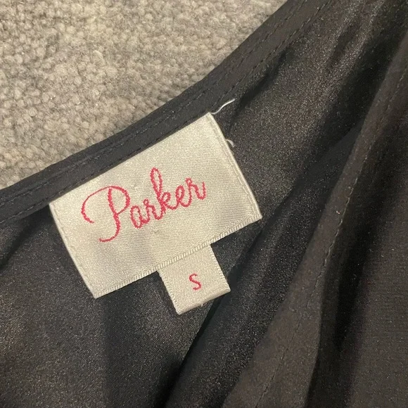 Parker One Shoulder Black Silk Mini Dress size small - Picture 3 of 5